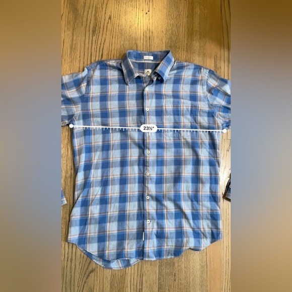 Peter Millar Button Down Long Sleeve Cotton Wool Blend Shirt-Size Large - Picture 5 of 6